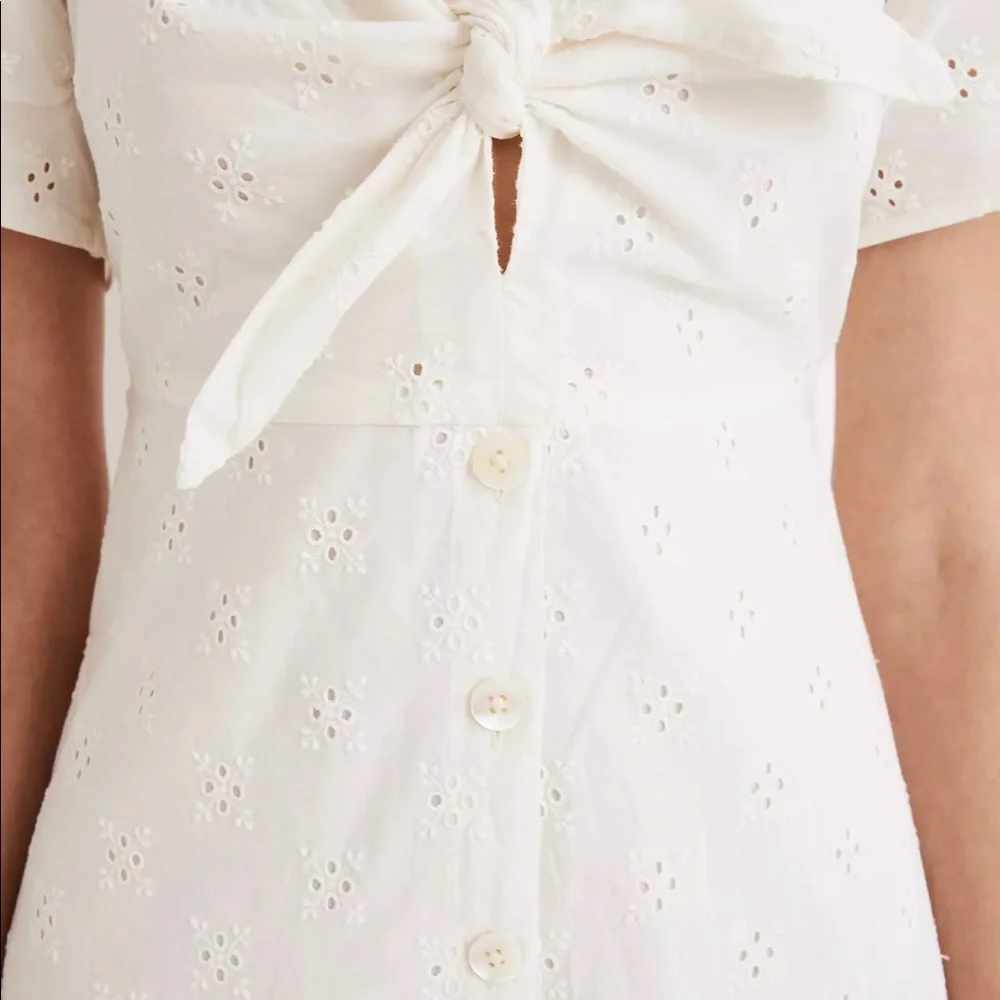 Madewell White Eyelet Tie-Front Midi Dress